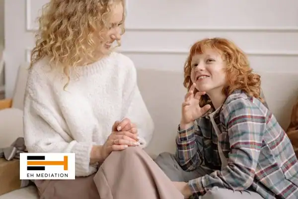 Happy mother and child after sorting child arrangements mediation Lambeth