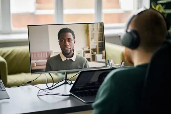Man attending online mediation Lambeth MIAMS session